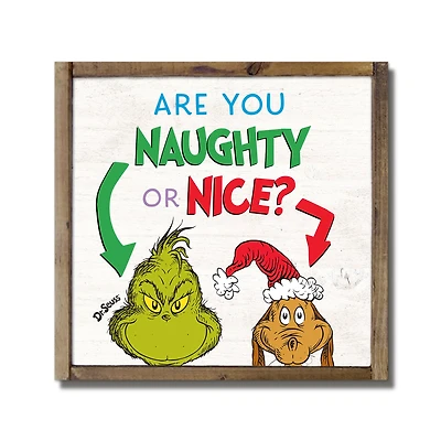 13.5" The Grinch Naughty or Nice Framed Wood Plaque