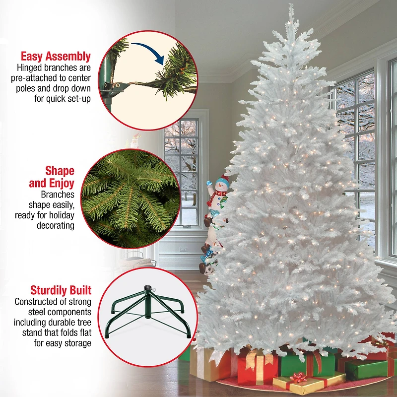 7.5 ft. Pre-Lit White Dunhill® Fir Full Artificial Christmas Tree, Clear Lights