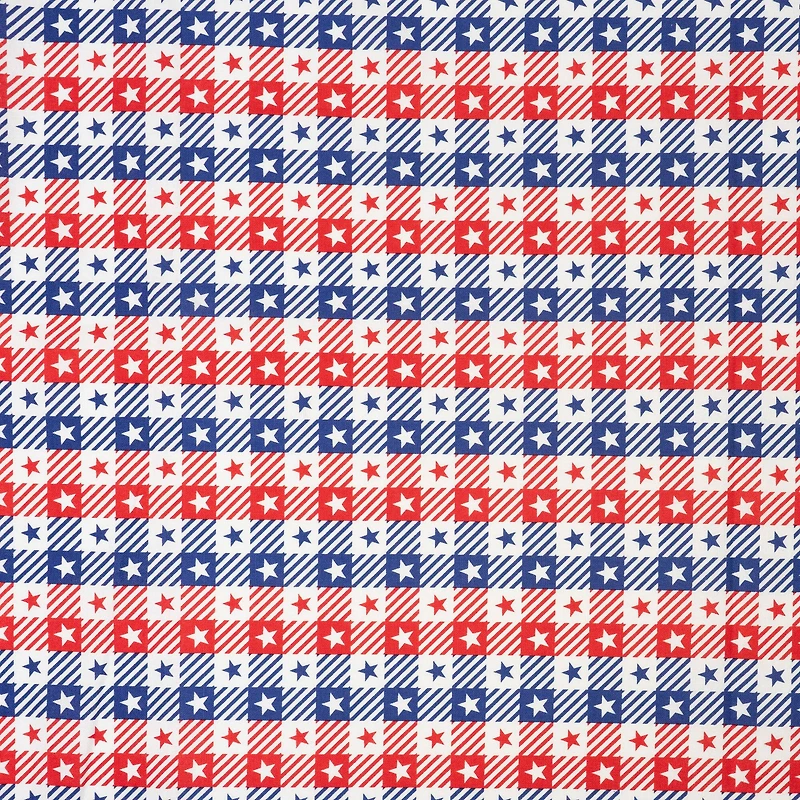 SINGER Gingham Patriotic Stars Cotton Fabric