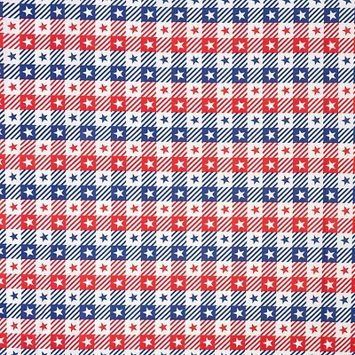 SINGER Gingham Patriotic Stars Cotton Fabric