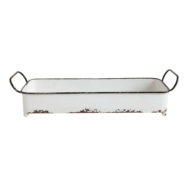 Hello Honey® 16" Silver Decorative Rectangle Distressed Metal Tray