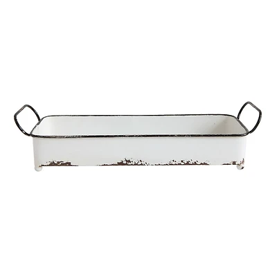 Hello Honey® 16" Silver Decorative Rectangle Distressed Metal Tray