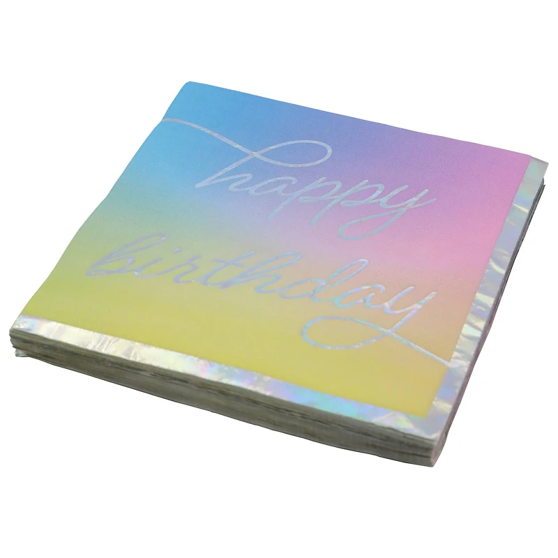 Happy Birthday Ombre Lunch Napkins with Iridescent Foil Edges, 20ct. by Celebrate It™