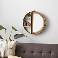 Gold Metal Contemporary Wall Shelf, 27" x 28" x 5"