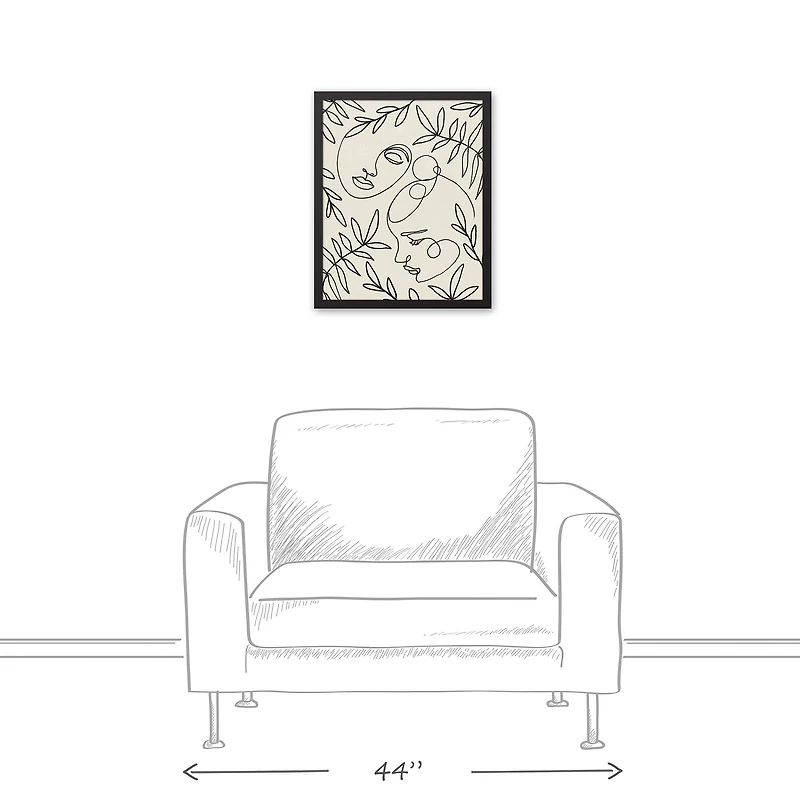 Botanical Faces 16" x 20" Black Framed Canvas