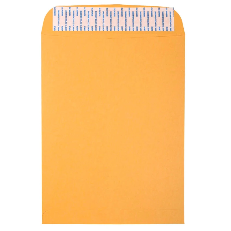 JAM Paper 9.5" x 12.5" Brown Kraft Recycled Manila Peel & Seal Closure Envelopes, 500ct.