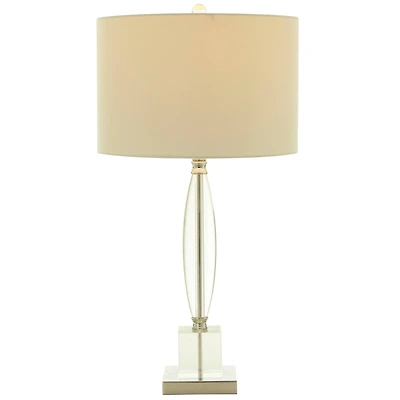 CosmoLiving by Cosmopolitan Clear Crystal Transparent Base Table Lamp with Drum Shade 15" x 15" x 29"