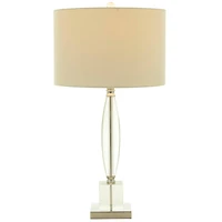 CosmoLiving by Cosmopolitan Clear Crystal Transparent Base Table Lamp with Drum Shade 15" x 15" x 29"