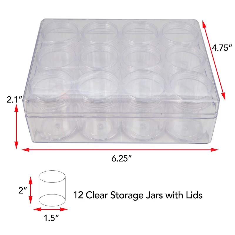 The Beadsmith® 6'' x 5'' x 2'' Clear Storage Box with Jars