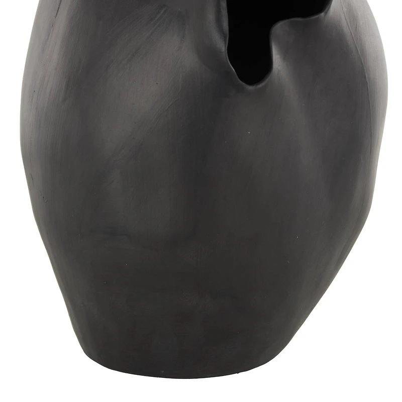 16" Black Abstract Wavy Ceramic Vase
