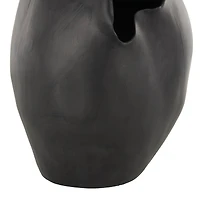 16" Black Abstract Wavy Ceramic Vase