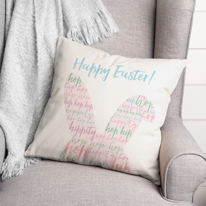 Hippity Hop Easter Bunny Throw Pillow