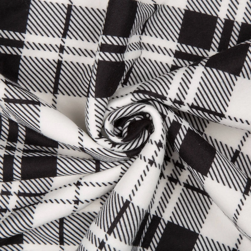 Glitzhome® Polar Fleece Black & White Plaid Reversible Duvet Cover