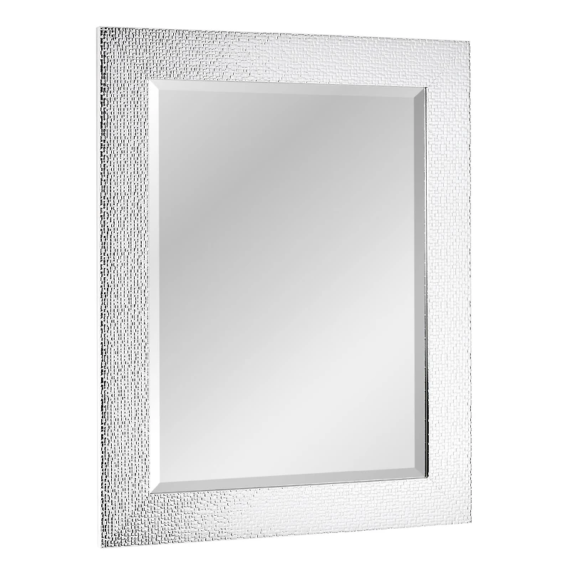 Head West 29" Chrome & White Tile Textured Framed Vanity Mirror
