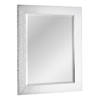 Head West 29" Chrome & White Tile Textured Framed Vanity Mirror