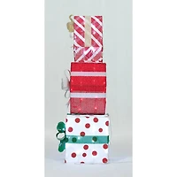 3.5ft. Stacked Gifts Tinsel Fabric Stacked Gift Box