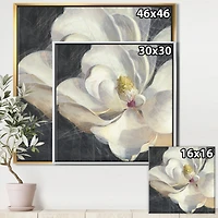 Designart - Vivid White Magnolia IV - Shabby Chic Framed Canvas