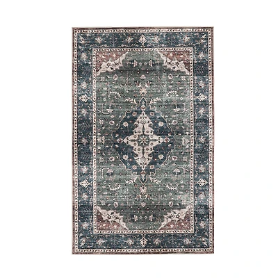Glitzhome® 5ft. x 8ft. Green & Tan Oriental Area Rug