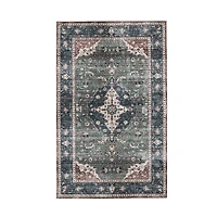 Glitzhome® 5ft. x 8ft. Green & Tan Oriental Area Rug