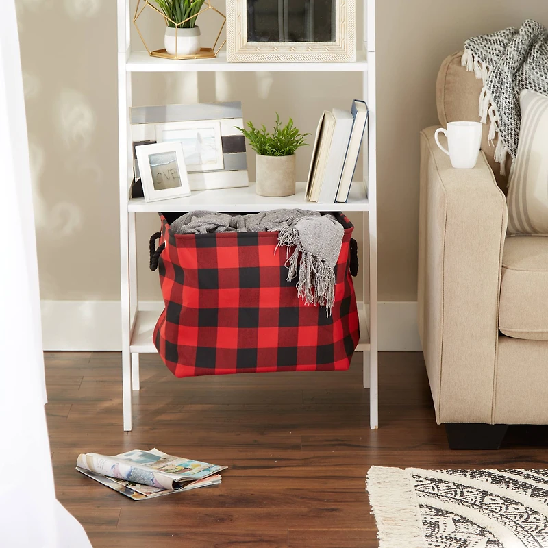 DII® Large Rectangle Red/Black Buffalo Check Polyester Bin