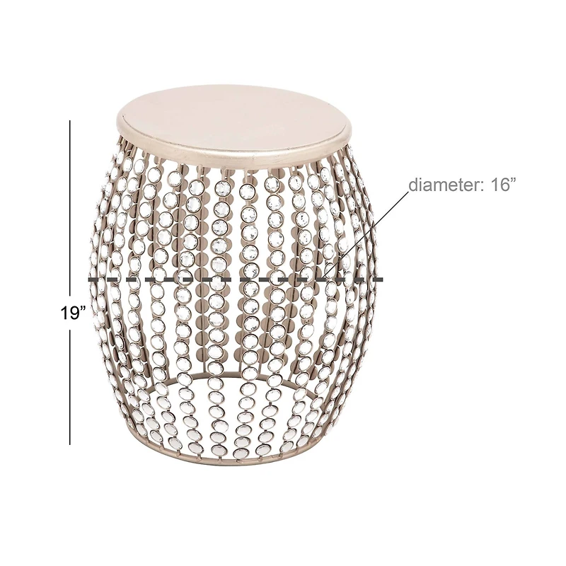 19" Silver Iron & Glam Accent Table