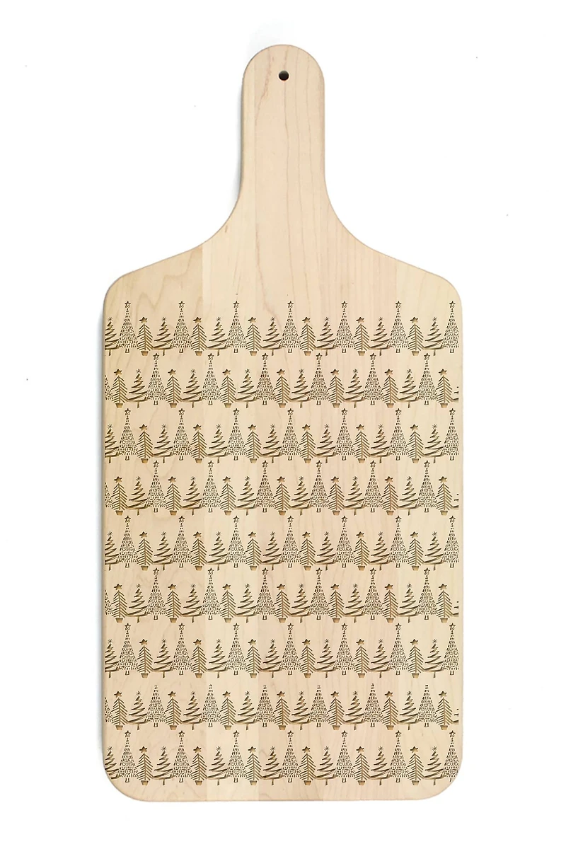 17" Christmas Tree Pattern Maple Paddle Cutting Board