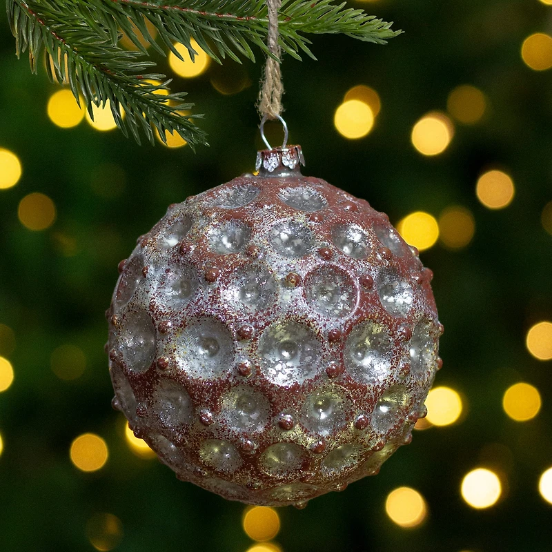 3.5" Silver Mercury Distressed Glass Ball Ornament