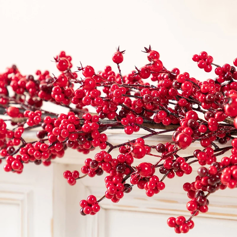 Glitzhome® 6ft Christmas Red Berries Garland