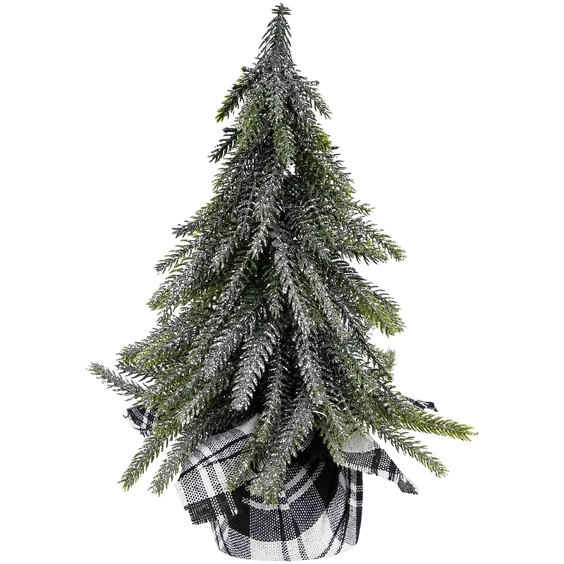 9.5" Unlit Mini Silvery Pine Downswept Artificial Christmas Tree Set