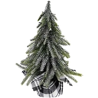 9.5" Unlit Mini Silvery Pine Downswept Artificial Christmas Tree Set