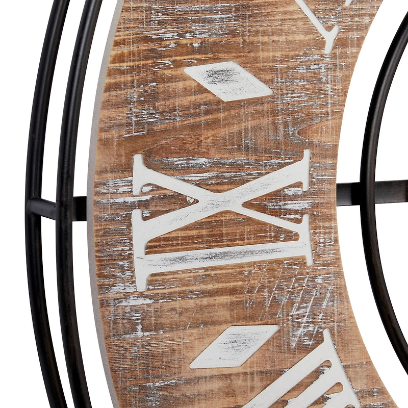 Brown Farmhouse Wood Wall Clock, 34" x 34"