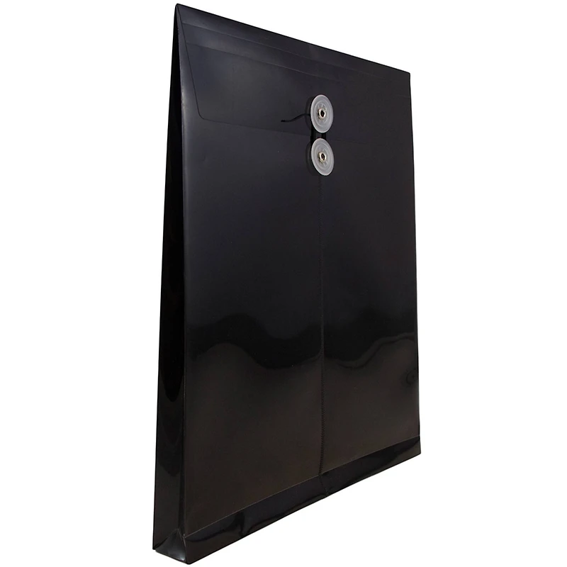 JAM Paper Letter Size Plastic Envelopes with Button & String Tie Closure