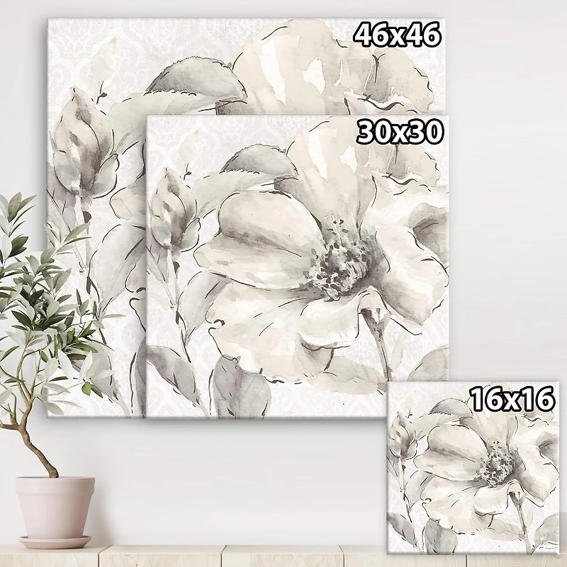 Designart - Indigold Grey Peonies IV