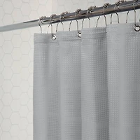 Elle Décor Gray Jacquard Solid Weave Shower Curtain