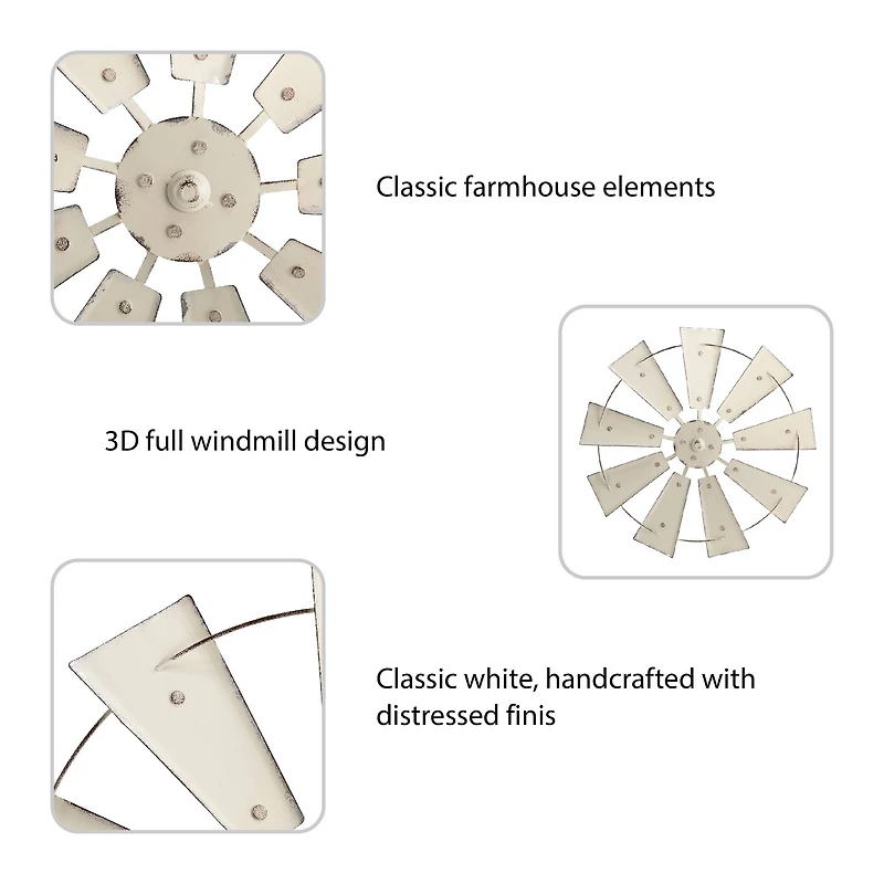 Glitzhome® 22" Beige Metal Wind Spinner Wall Décor