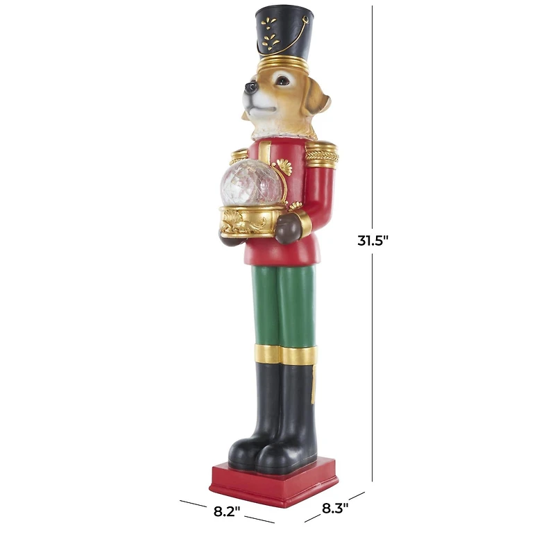 31" Red, Green & Gold Nutcracker Dog Sculpture