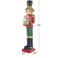 31" Red, Green & Gold Nutcracker Dog Sculpture