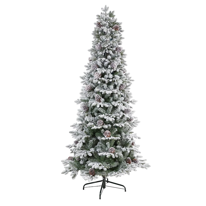 7.5ft. Pre-Lit Flocked Alaskan Artificial Christmas Tree, White LED Lights