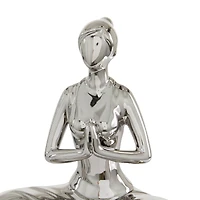 9" Silver Porcelain Yoga Sculpture Set