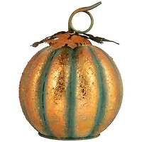 13" Orange & Green Autumn Pumpkin Tabletop Accent