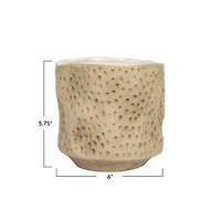 Hello Honey® 6" Matte Khaki Round Debossed Stoneware Planter