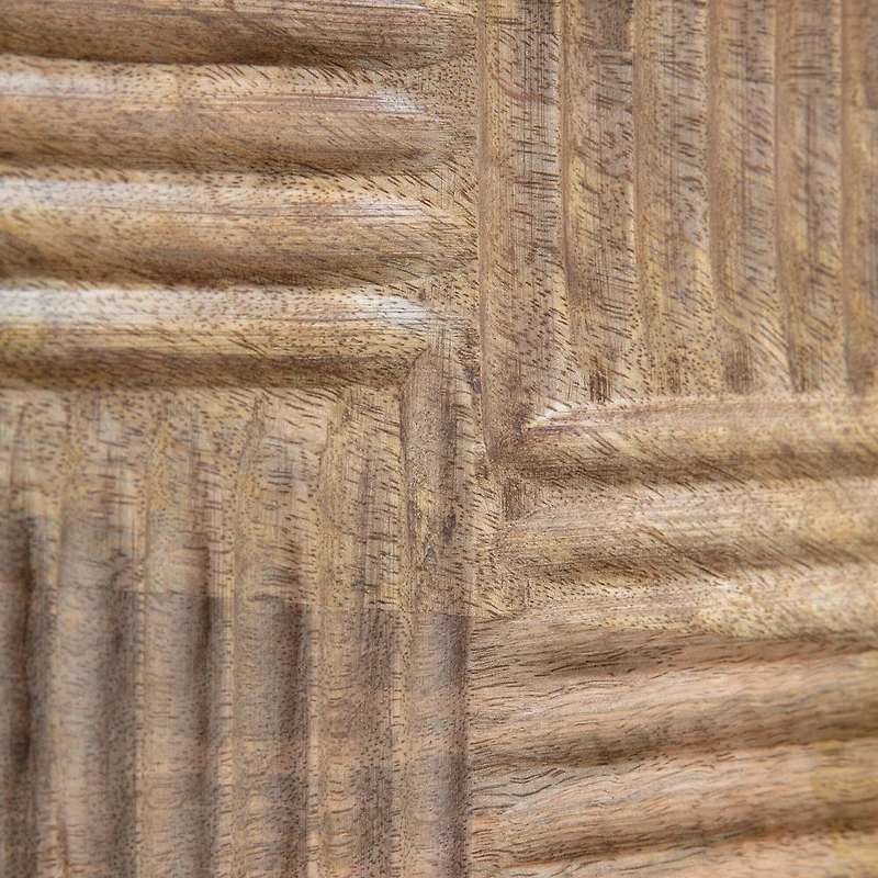 Habitat Izzy 20" Natural Crosshatch Round Wood Wall Art