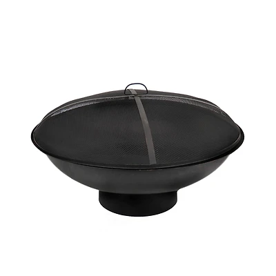 32" Black Cast Iron Fire Pit Bowl with Screen