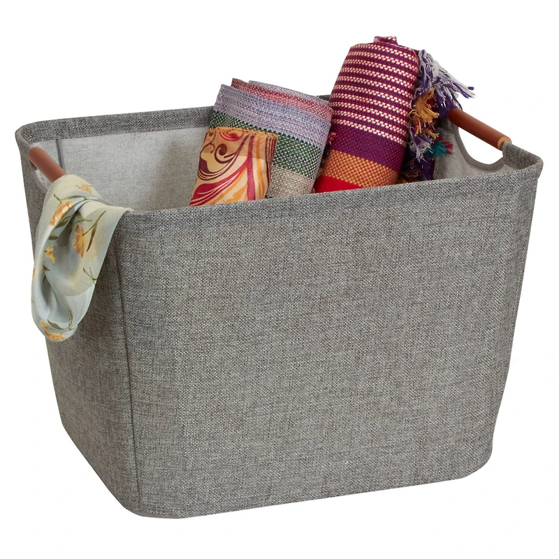 Household Essentials Storage Bin with Wood Handles