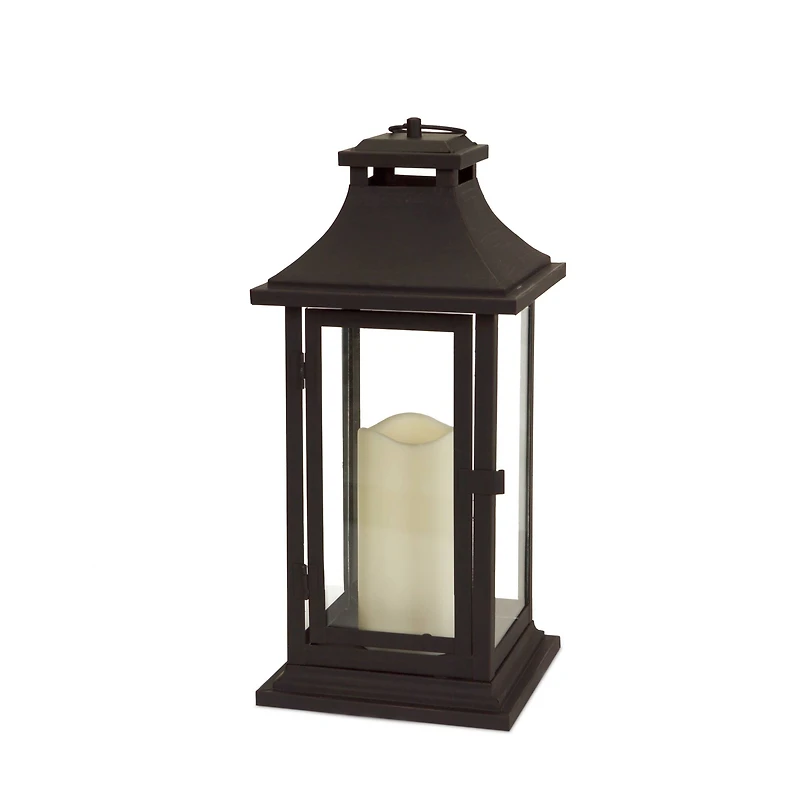 14.75" Black Lantern with LED Candle