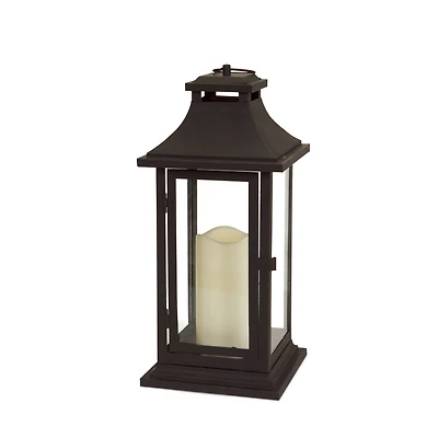14.75" Black Lantern with LED Candle