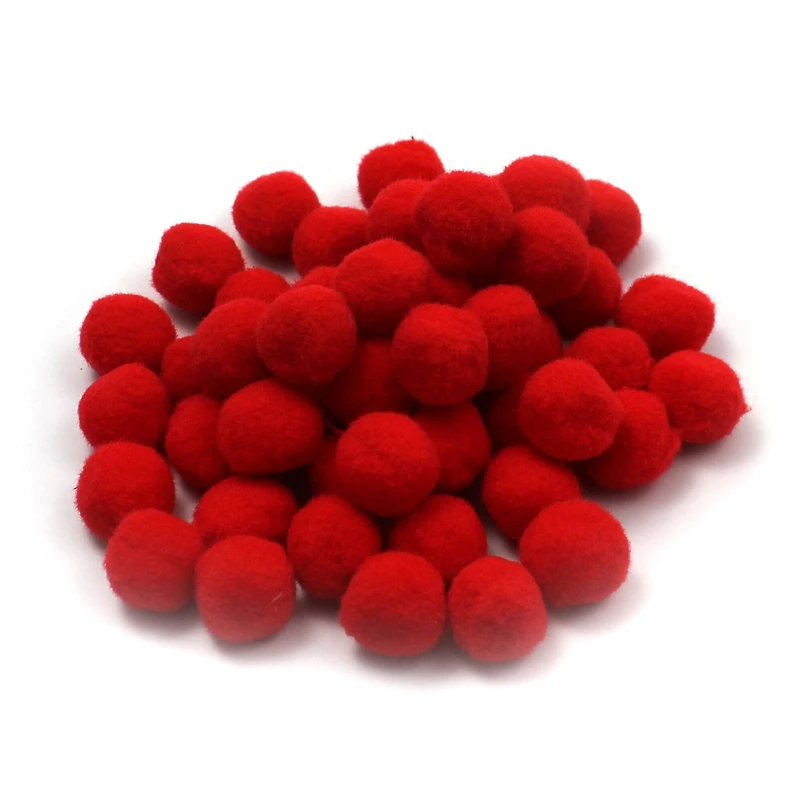 Charles Leonard 1" Pom-Poms, Red, 12 Packs of 50
