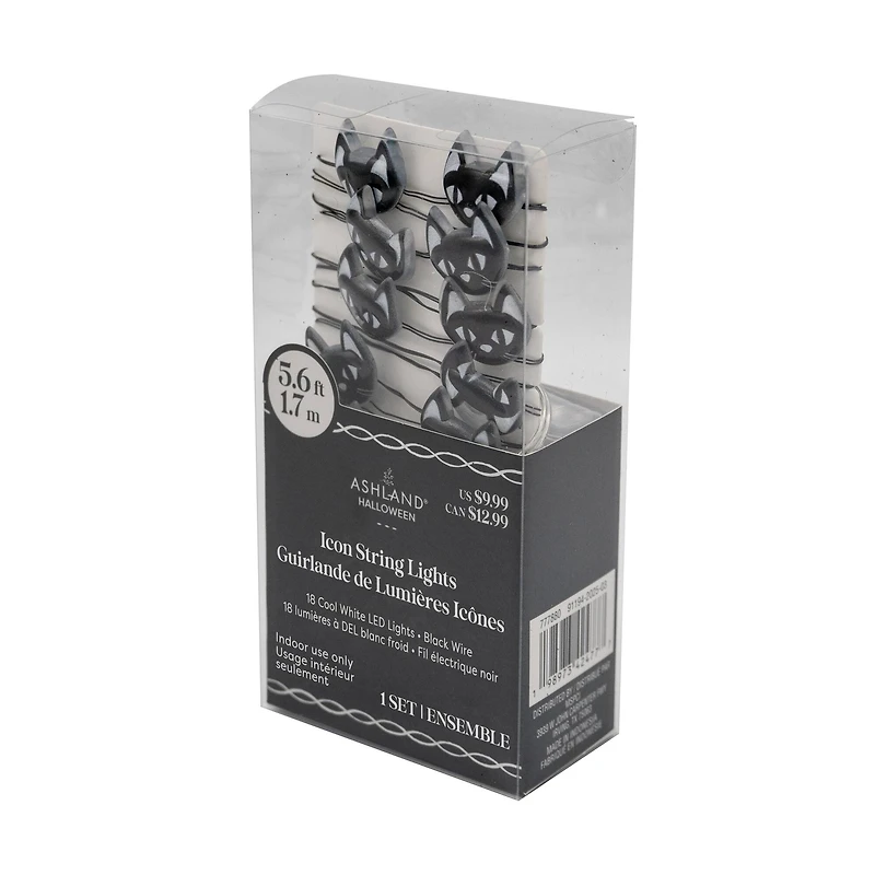 18ct. Black Cat Icon String Lights by Ashland®
