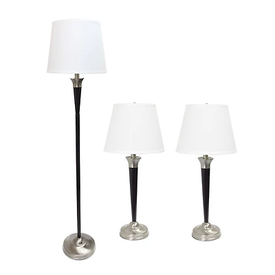 Lalia Home Malbec Black and Nickel Lamp Set