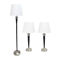 Lalia Home Malbec Black and Nickel Lamp Set